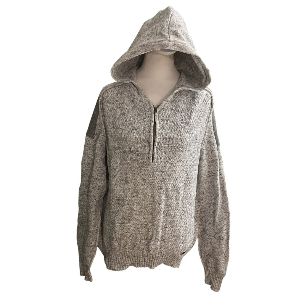 Outpost Makers Gray Hooded Knit Sweater Pullover Large Mens